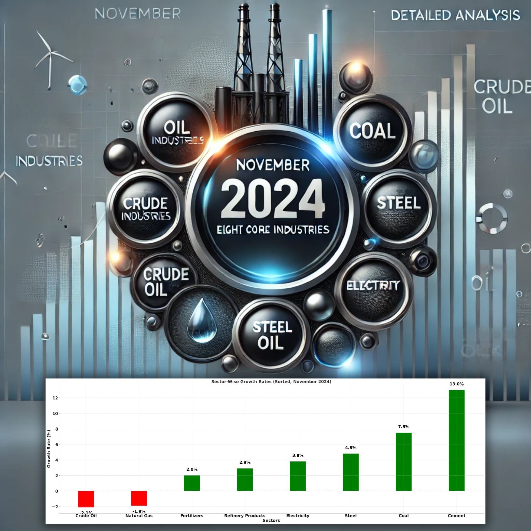 📊 November 2024 Eight Core Industries: Detailed Analysis, Beneficiary Stocks & Industries 📊